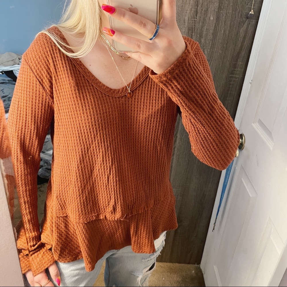 PAPER CRANE deep orange peplum top